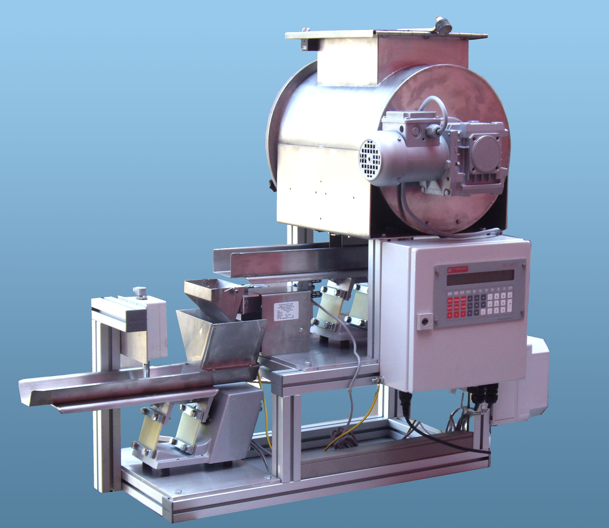 Batch weigher, filling unit, bag scales, bagging scales, Brake Pad weigher, dosing, dosing weigher, dosing scale, electronic scale, spice scale, fiber scale, small-volume scale, Smallest quantities filling scale, linear scales, Flour scale, multicomponent scales, mixing drum scales, powder scales, mixer drum level, tea scale, drum scales, weighing equipment, weighing machine, weighing system